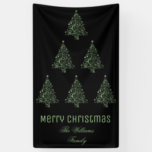 Merry Kerstmis Pattern Metallic Green Black Spandoek (Verticaal)