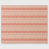 Merry Kerstmis Peach Damask Patroon  Cadeaupapier (Vlak)