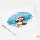 Merry Kerstmis Penguin Oval Stickers (Envelop)