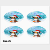 Merry Kerstmis Penguin Oval Stickers (Vel)