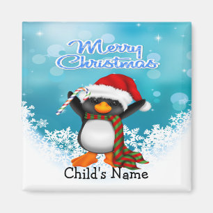 Merry Kerstmis Penguin Square Magnet