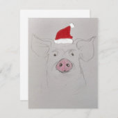 Merry Kerstmis Pig Feestdagenkaart (Voorkant / Achterkant)