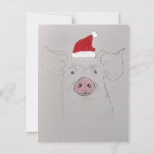 Merry Kerstmis Pig Feestdagenkaart