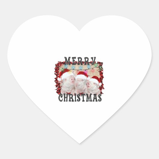 Merry Kerstmis Pig Hart Sticker (Voorkant)
