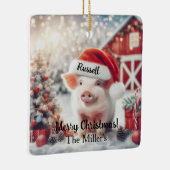 Merry Kerstmis Pig Keramisch Ornament (Rechts)