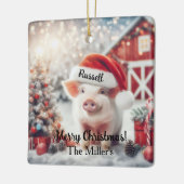 Merry Kerstmis Pig Keramisch Ornament (Links)