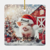Merry Kerstmis Pig Keramisch Ornament (Achterkant)