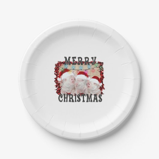 Merry Kerstmis Pig Papieren Bordje (Voorkant)
