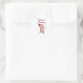 Merry Kerstmis Piglet Pig Snow Ronde Sticker (Tas)