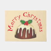Merry Kerstmis Plum Pudding Holly Leaf Holiday Deurmat (Voorkant)