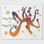 Merry Kerstmis Poinsettia Wreath Cadeaupapier (Vlak)