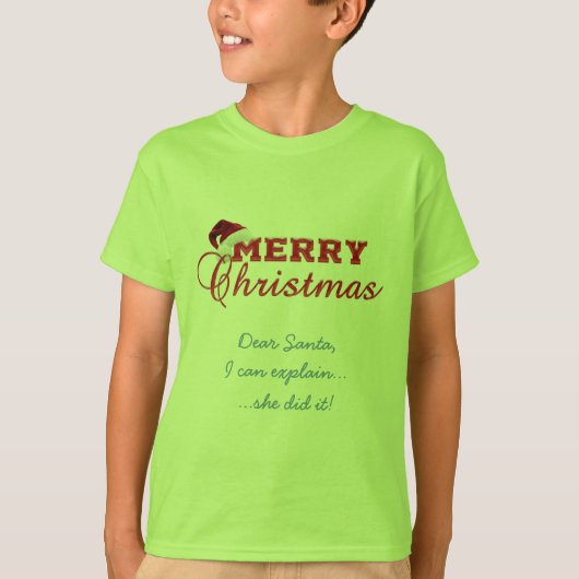 Merry Kerstmis Poinsettia Wreath Monogram T-shirt (Voorkant)