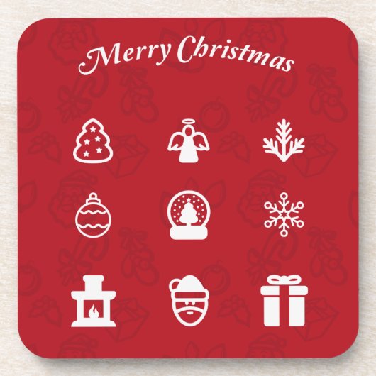 Merry Kerstmis Popular Icons set Bier Onderzetter (Voorkant)