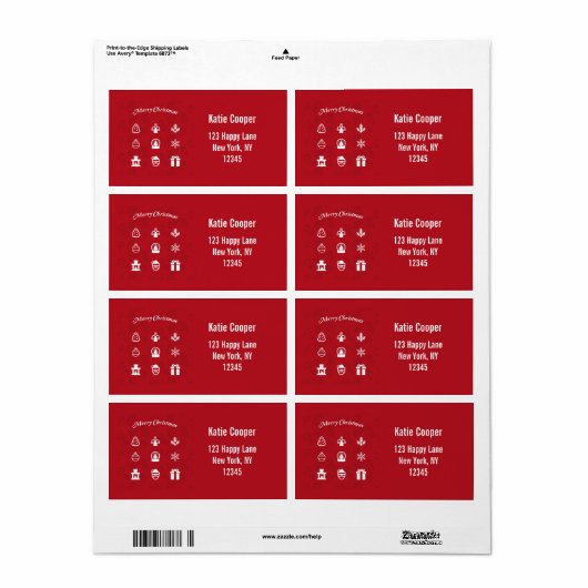 Merry Kerstmis Popular Icons set Etiket (Full Sheet)