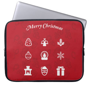 Merry Kerstmis Popular Icons set Laptop Sleeve