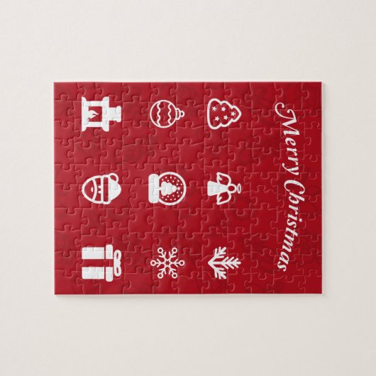 Merry Kerstmis Popular Icons set Legpuzzel (Horizontaal)