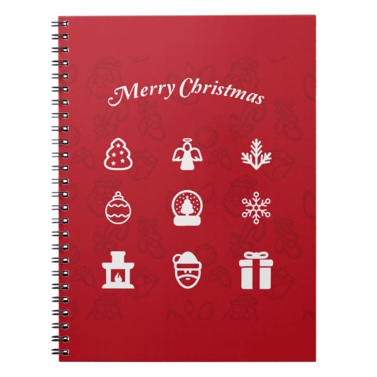 Merry Kerstmis Popular Icons set Notitieboek (Voorkant)