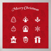 Merry Kerstmis Popular Icons set Poster (Voorkant)