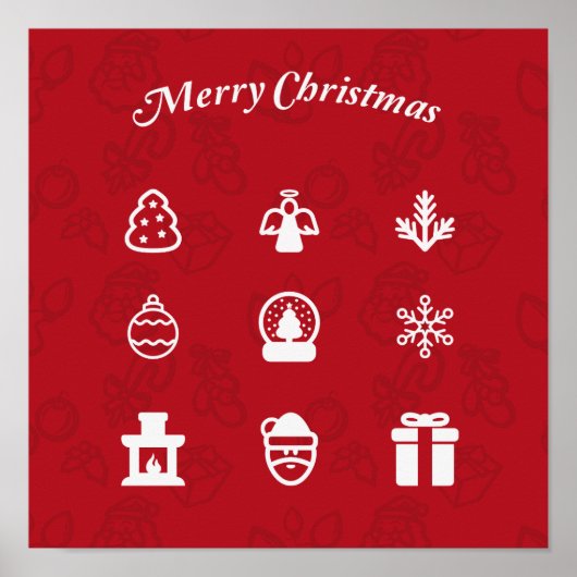 Merry Kerstmis Popular Icons set Poster (Voorkant)
