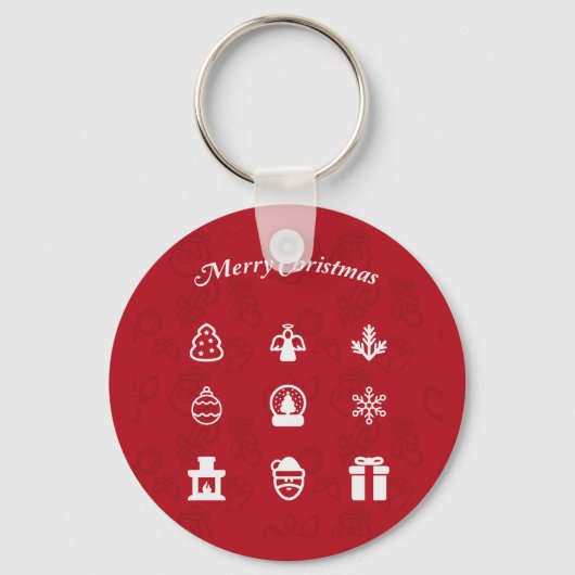 Merry Kerstmis Popular Icons set Sleutelhanger (Voorkant)