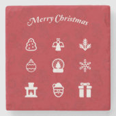 Merry Kerstmis Popular Icons set Stenen Onderzetter (Voorkant)
