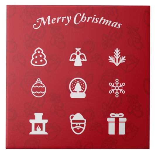 Merry Kerstmis Popular Icons set Tegeltje (Voorkant)