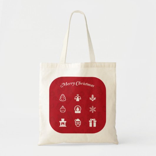 Merry Kerstmis Popular Icons set Tote Bag (Voorkant)