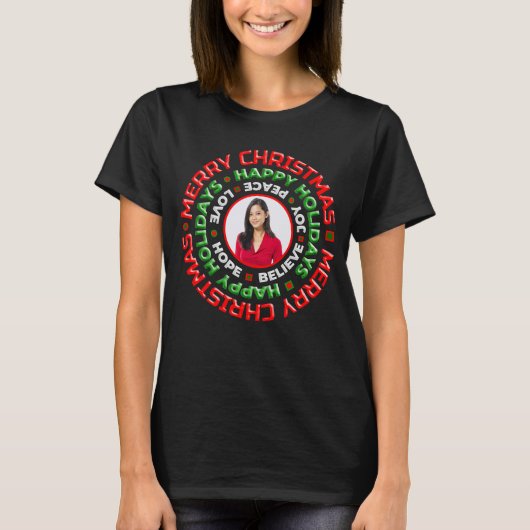 Merry Kerstmis Prettige feestdagen Foto personalis T-shirt (Voorkant)