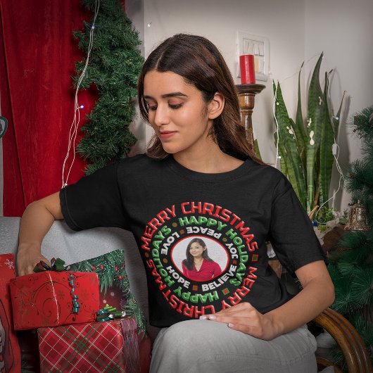 Merry Kerstmis Prettige feestdagen Foto personalis T-shirt