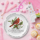 Merry Kerstmis Prettige feestdagen Red Cardinaal H Papieren Bordje (Feest)