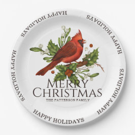 Merry Kerstmis Prettige feestdagen Red Cardinaal H Papieren Bordje