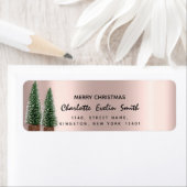 Merry Kerstmis Prettige feestdagen Tree Roos Blush Etiket (Insitu)