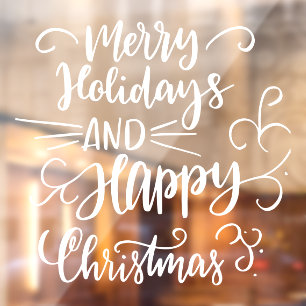 Merry Kerstmis Prettige feestdagen White Raamsticker
