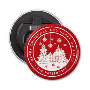 Merry Kerstmis Prettige feestdagen Winter Geperson Button Flesopener