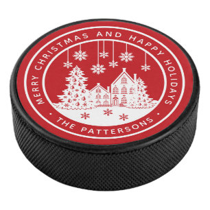 Merry Kerstmis Prettige feestdagen Winter Geperson Hockey Puck