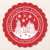 Merry Kerstmis Prettige feestdagen Winter Geperson Kartonnen Onderzetters (Voorkant)