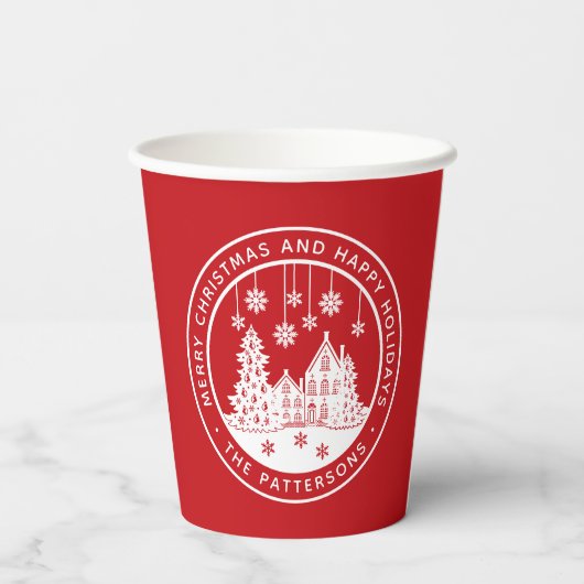 Merry Kerstmis Prettige feestdagen Winter Geperson Papieren Bekers (Achterkant)