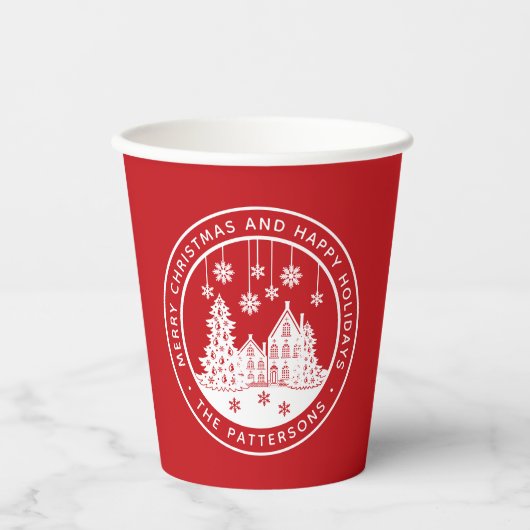 Merry Kerstmis Prettige feestdagen Winter Geperson Papieren Bekers (Voorkant)