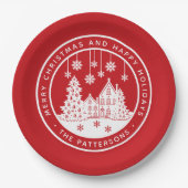 Merry Kerstmis Prettige feestdagen Winter Geperson Papieren Bordje (Voorkant)