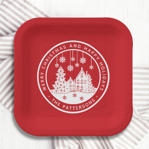 Merry Kerstmis Prettige feestdagen Winter Geperson Papieren Bordje