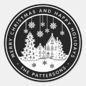 Merry Kerstmis Prettige feestdagen Winter Geperson Ronde Sticker (Voorkant)