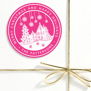 Merry Kerstmis Prettige feestdagen Winter Geperson Ronde Sticker