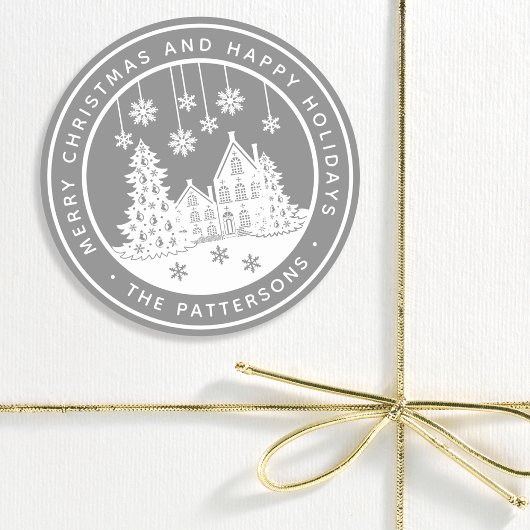 Merry Kerstmis Prettige feestdagen Winter Geperson Ronde Sticker