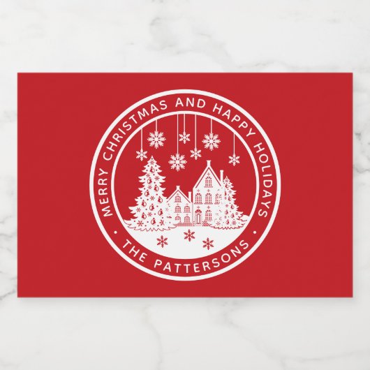 Merry Kerstmis Prettige feestdagen Winter Geperson Sparkling Wijnetiket (Enkel label)