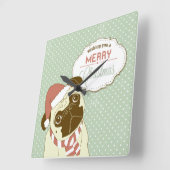 Merry Kerstmis Pug Square Wall klok (Hoek)