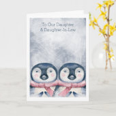 Merry Kerstmis Pute Penguins, gepersonaliseerd Kaart (Gele Bloem)