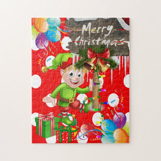 Merry Kerstmis Puzzle Elf Legpuzzel (Verticaal)