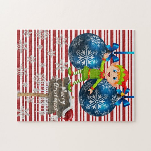 Merry Kerstmis Puzzle Elf Legpuzzel (Horizontaal)