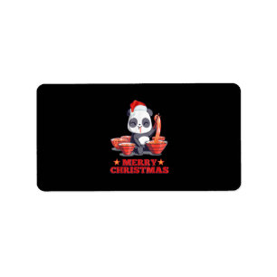Merry Kerstmis Ramen Panda Japanse noedels Etiket