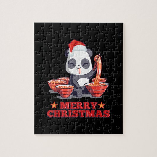 Merry Kerstmis Ramen Panda Japanse noedels Legpuzzel (Verticaal)